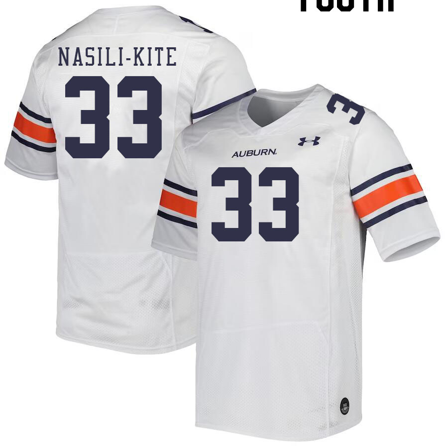 Youth #33 Mosiah Nasili-Kite Auburn Tigers College Football Jerseys Stitched-White